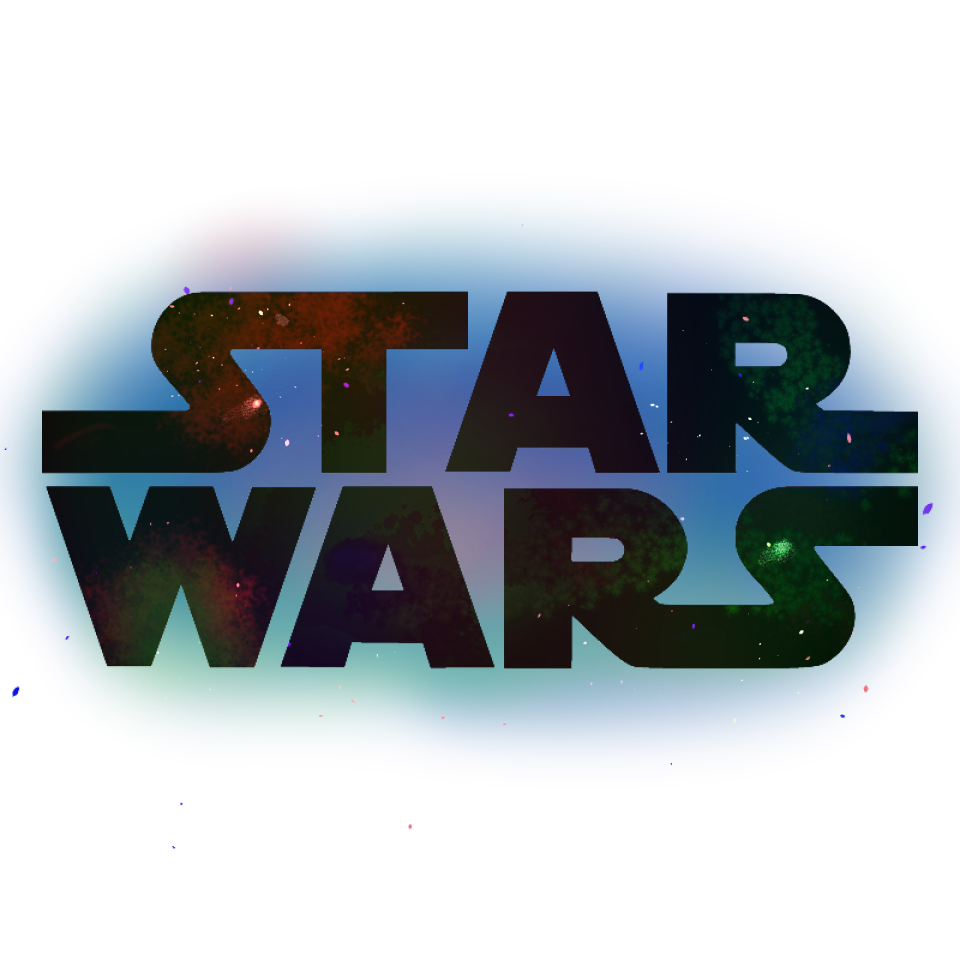 Star Wars logo editted to match galaxy pattern background image